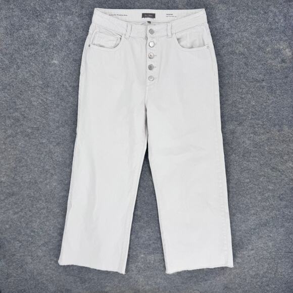 DL1961 Hepburn Jeans White 29 High Rise Wide Leg Tallic - Picture 2 of 10
